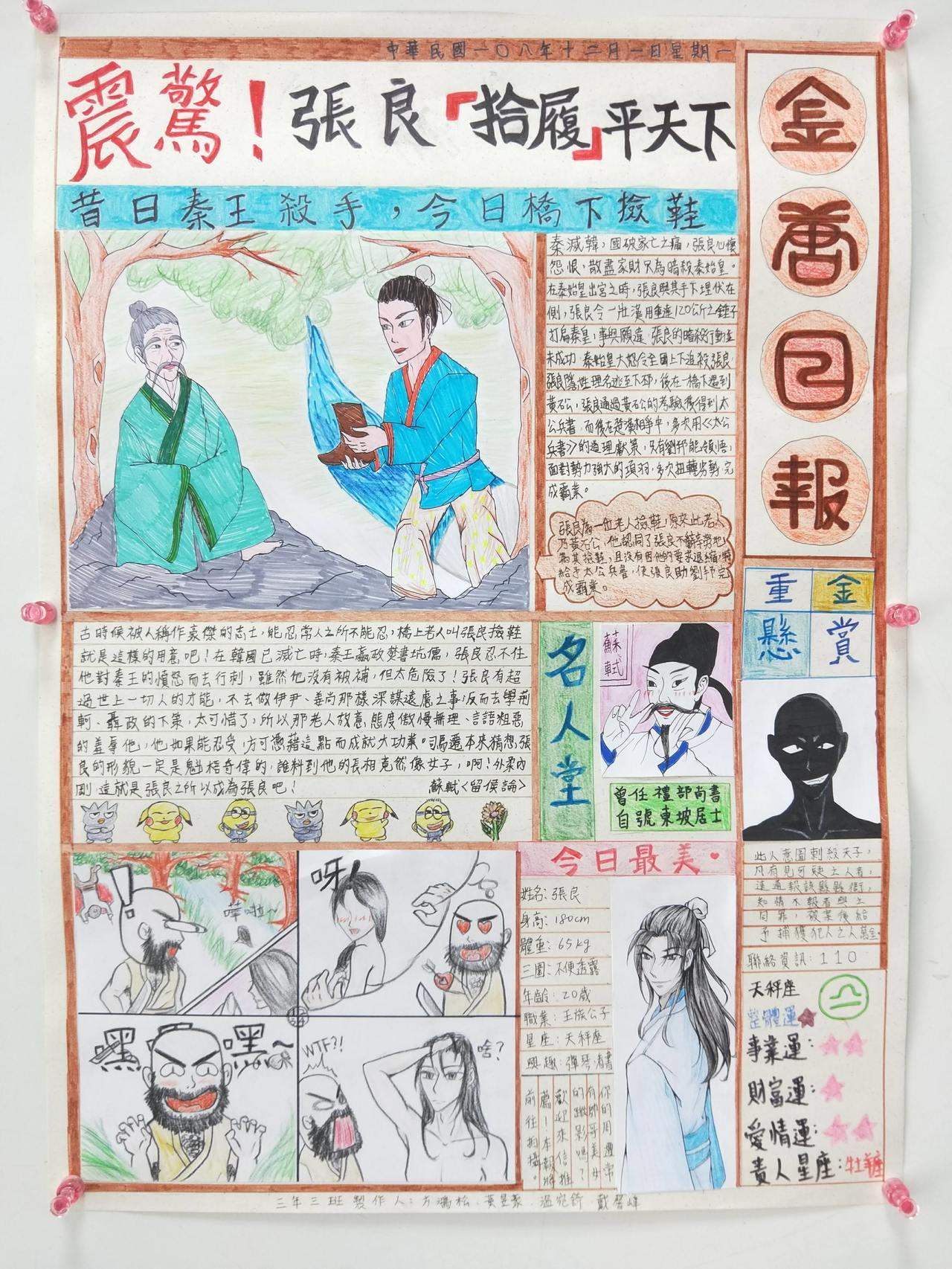 國立北門高中舉辦「走讀金唐殿」美感教育，將三級古蹟國寶級何金龍剪黏作品，進行解讀再創作。圖／北門高中提供