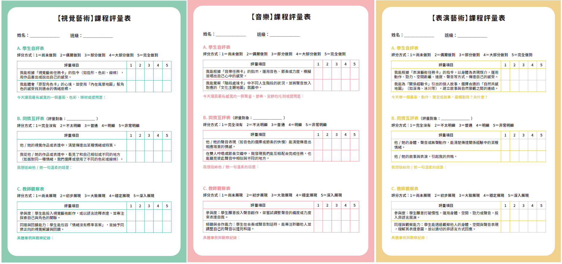 課程評量表